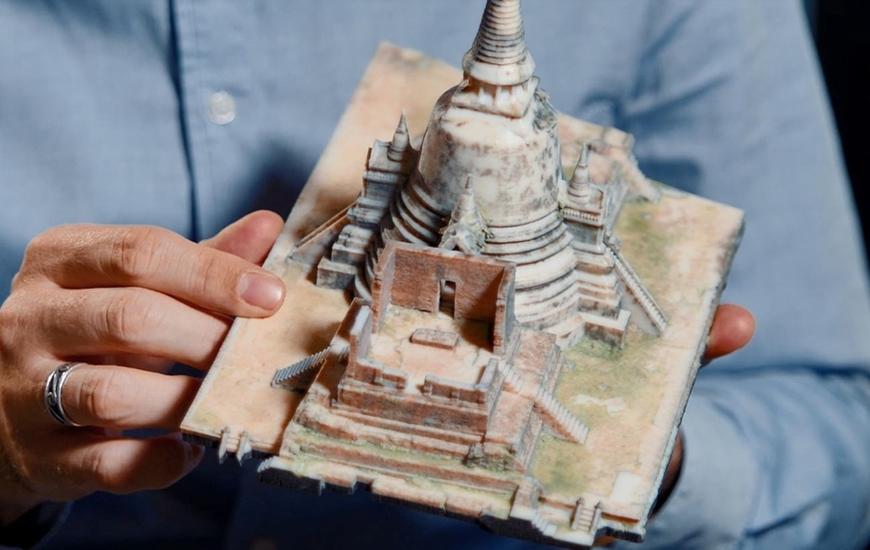 A 3D printed model of Ayutthaya temple in Thailand