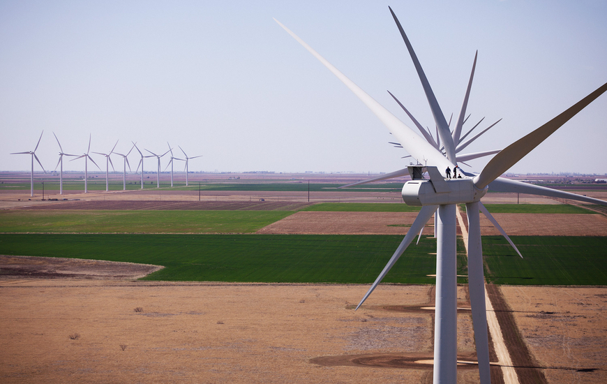 Wind blades in South Plains, Texas, USA