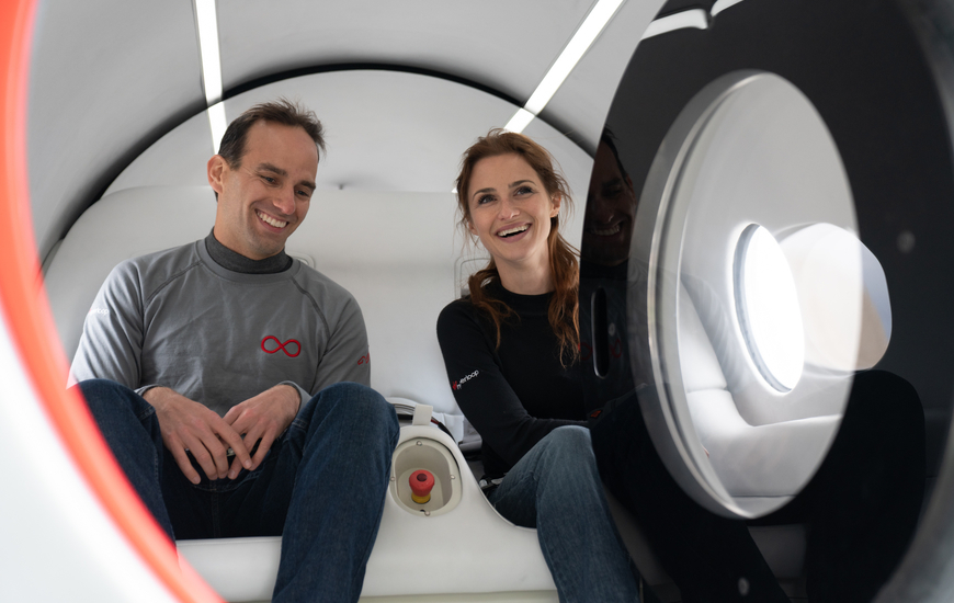First passengers in the Hyperloop pod